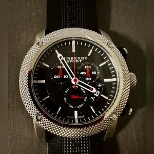 Burberry Endurance Sport Chronograph Black and Silver Men's Watch NWOT